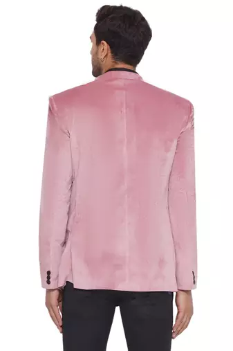 velvet jodhpuri bandhgala blazer for men (pink)