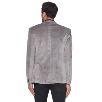 velvet jodhpuri bandhgala blazer for men (grey) 4