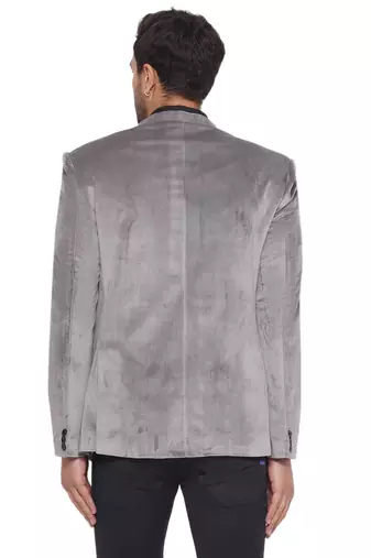 velvet jodhpuri bandhgala blazer for men (grey)