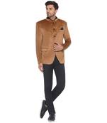 velvet jodhpuri bandhgala blazer for men (golden)