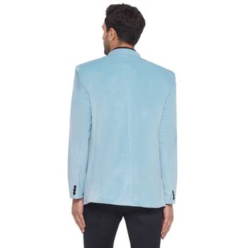Turquoise Velvet Jodhpuri Bandhgala Blazer 4