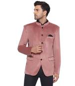 velvet jodhpuri bandhgala blazer for men (peach)