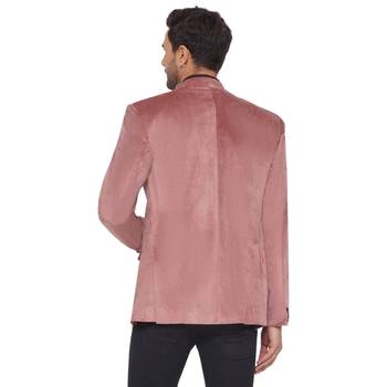 velvet jodhpuri bandhgala blazer for men (peach) 4