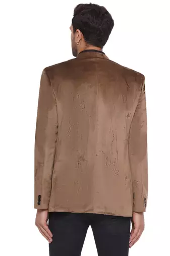 velvet jodhpuri bandhgala blazer for men (brown)