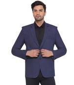 single-breasted collar two button round blazer for men (blue)
