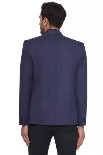 single-breasted collar two button round blazer for men (blue)