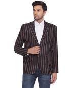 s/b collar two button round striped blazer for men (black)