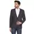 single-breasted collar two button round striped blazer for men (blue)