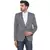 Grey single-breasted collar two button round striped blazer for men