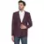 single-breasted collar two button round striped blazer for men (maroon)