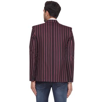single-breasted collar two button round striped blazer for men (maroon) 4