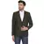 single-breasted collar two button round striped blazer for men (green)