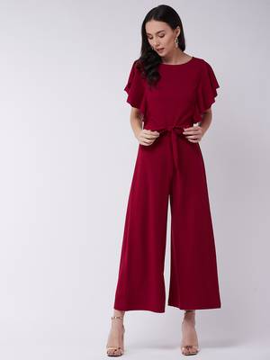 Zima leto women's solid jumpsuit with flared sleeves 5