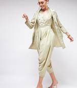 Pannkh womens festive foil printed jumpsuit with stylish jacket