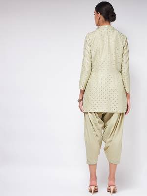 Pannkh womens festive foil printed jumpsuit with stylish jacket 4