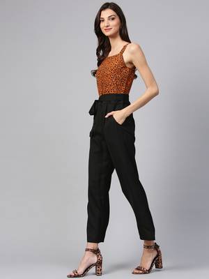 Zima leto women's brown animal print jumpsuit 2