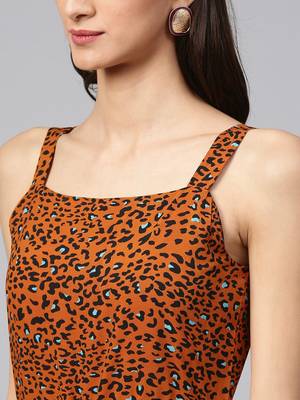 Zima leto women's brown animal print jumpsuit 4