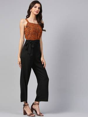 Zima leto women's brown animal print jumpsuit 5