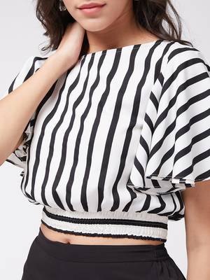 Zima leto women's monocromatic stripes crop top with solid pants 4