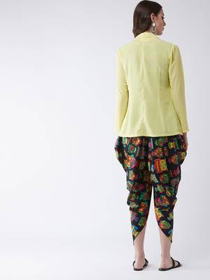 Pannkh women's owl printed jumpsuit with embroidered shrug 3