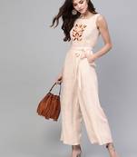 Pannkh women's allover printed jumpsuit with embroidery