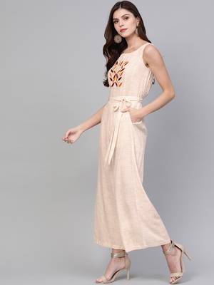 Pannkh women's allover printed jumpsuit with embroidery 2