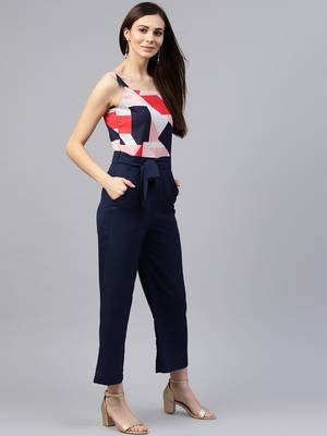 Zima leto women's pink abstract print jumpsuit 1