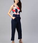 Zima leto women's pink abstract print jumpsuit