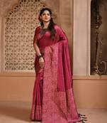 Pink Silk Blend Weaving Saree Festive Wear