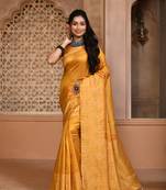 Yellow Silk Blend Weaving Saree Festive Wear
