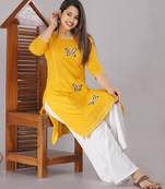 Rayon yellow kurti with palazzo