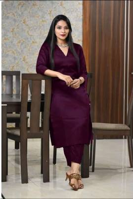 Violet Rayon Plain Kurti Set 3