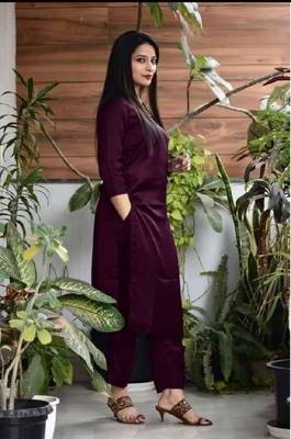 Violet Rayon Plain Kurti Set 4