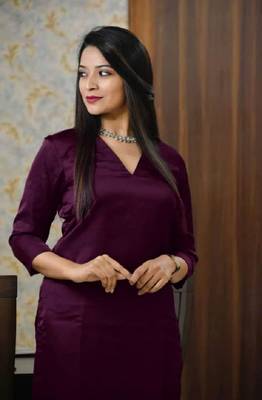 Violet Rayon Plain Kurti Set 1