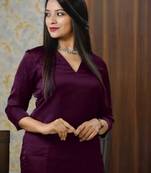 Violet Rayon Plain Kurti Set