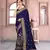 Navy Blue Sequin Zari Resham Embroidered Vichitra Silk Party Wear Saree With Matching Blouse Piece
