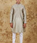 sliver banarasi silk kurta set