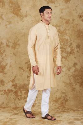 sunshine: handwoven embroidered kurta set cornsilk 2