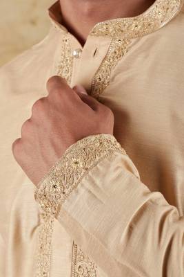 sunshine: handwoven embroidered kurta set cornsilk 4