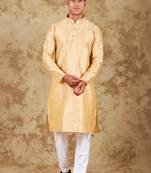 Blesaanchi cream banarasi silk kurta set