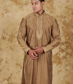 sunshine: handwoven embroidered kurta set raw umber