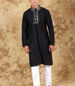 mirror magic black men's kurta set