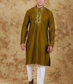 mirror magic field drab men's kurta set