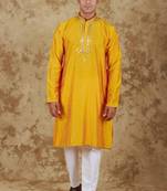 mirror magic yellow men's kurta set