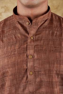 dark brown textured men's kurta set 3