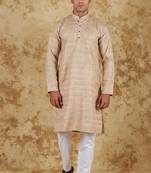 khaki textured men's kurta set
