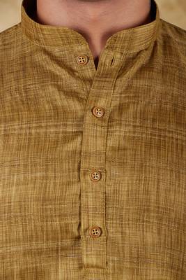 musturd textured men's kurta set 4