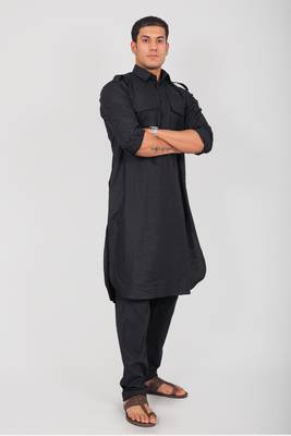 pathani black color kurta with trouser pant 1
