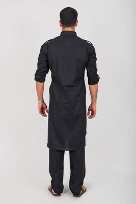 pathani black color kurta with trouser pant 2