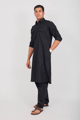 pathani black color kurta with trouser pant 3